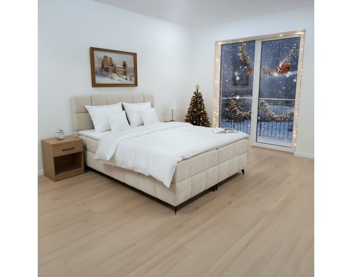 Boxspringová manželská posteľ Alma 200x200 cm - béžová