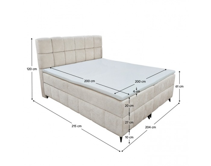 Boxspringová manželská posteľ Alma 200x200 cm - béžová