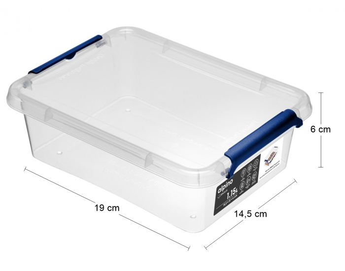 Plastový úložný box Alpino 1,15 l - priehľadná