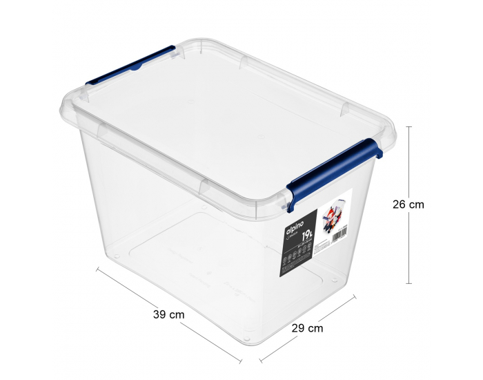 Plastový úložný box Alpino 19 l - priehľadná