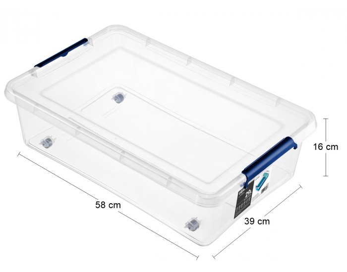 Plastový úložný box na kolieskach Alpino 29 l - priehľadná