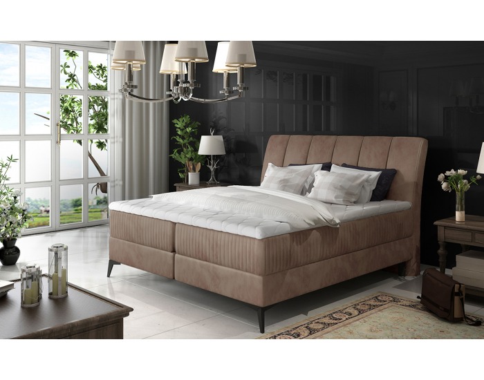 Čalúnená manželská posteľ s úložným priestorom Altama 160 - hnedá