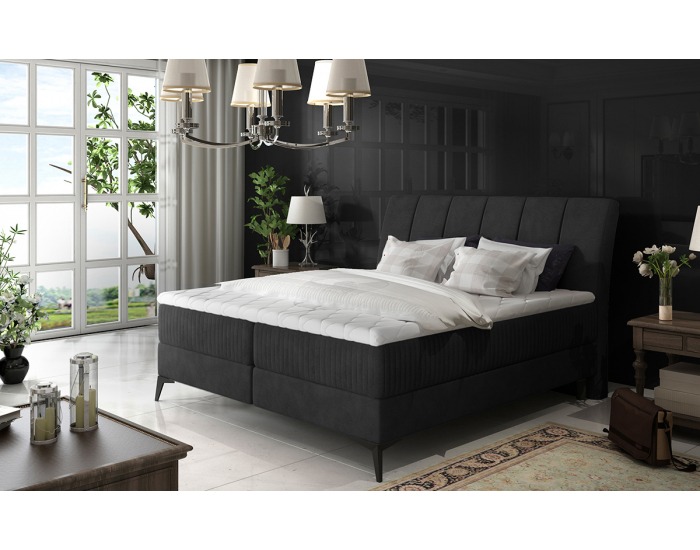 Čalúnená manželská posteľ s úložným priestorom Altama 180 - čierna (Ontario 100)