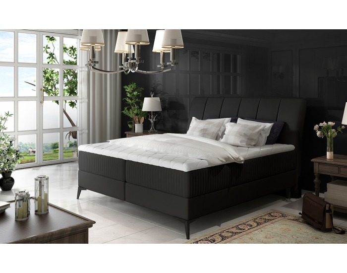 Čalúnená manželská posteľ s úložným priestorom Altama 180 - čierna (Soft 11)