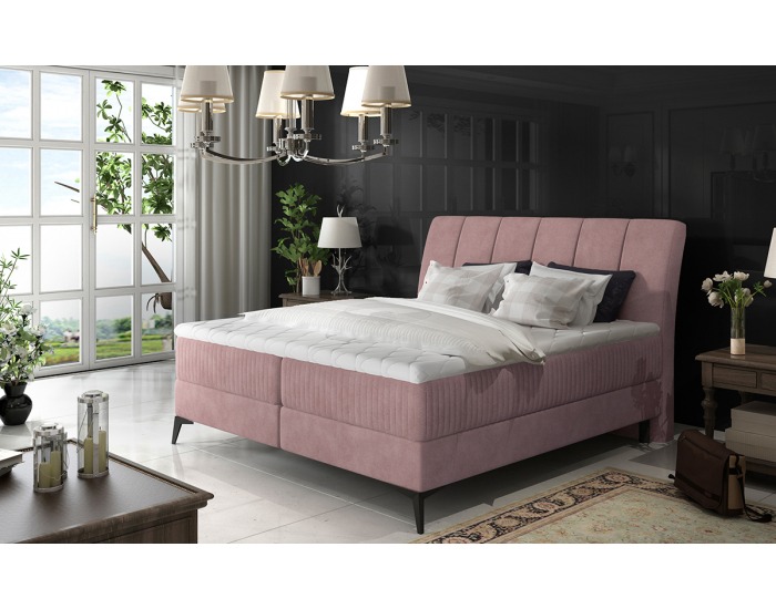 Čalúnená manželská posteľ s úložným priestorom Altama 180 - ružová