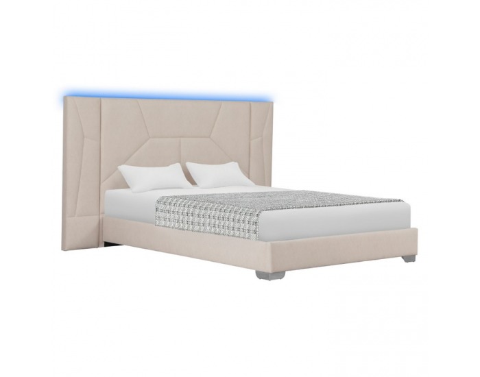 Manželská posteľ s roštom a LED osvetlením Altesa 160x200 cm - béžová