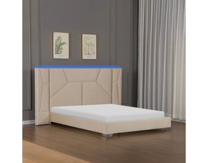 Manželská posteľ s roštom a LED osvetlením Altesa 160x200 cm - béžová
