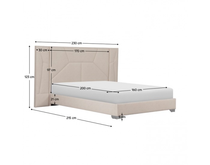 Manželská posteľ s roštom a LED osvetlením Altesa 160x200 cm - béžová
