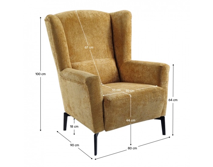 Kreslo (ušiak) Alura - žltá