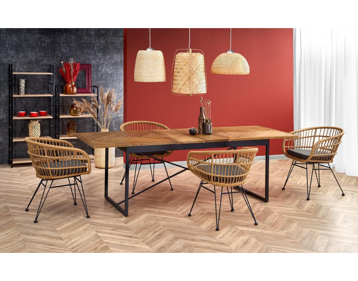 Rozkladací jedálenský stôl Alvaro - dub medový / čierna