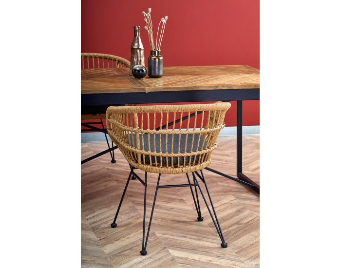 Rozkladací jedálenský stôl Alvaro - dub medový / čierna