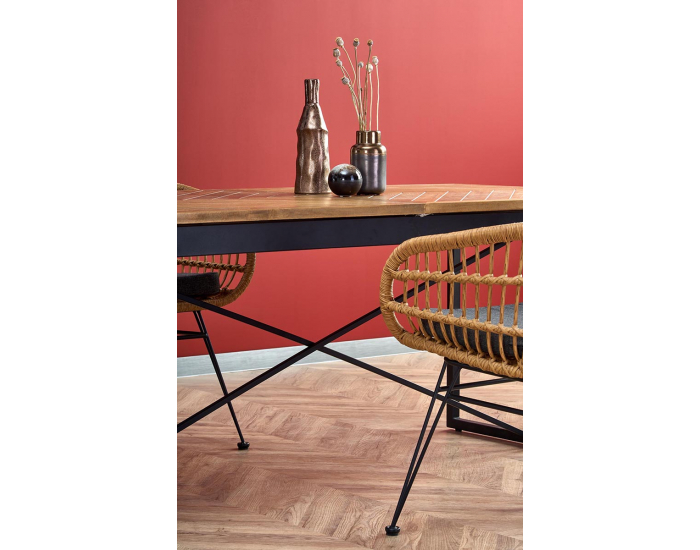 Rozkladací jedálenský stôl Alvaro - dub medový / čierna