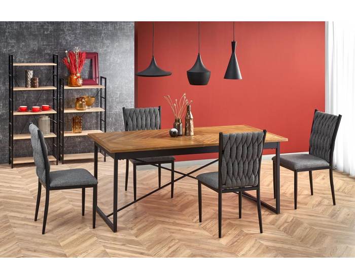 Rozkladací jedálenský stôl Alvaro - dub medový / čierna