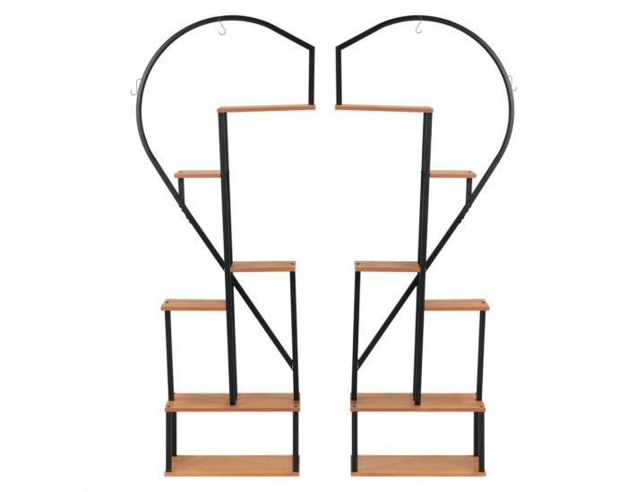 Kovový stojan na kvety (2 ks) Amadis - čierna / dub