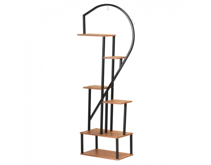 Kovový stojan na kvety (2 ks) Amadis - čierna / dub