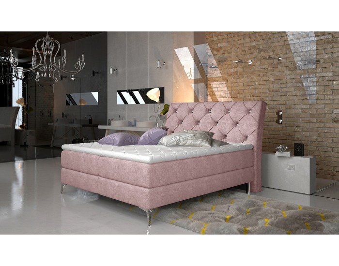 Čalúnená manželská posteľ s úložným priestorom Amika 140 - ružová (Omega 91)