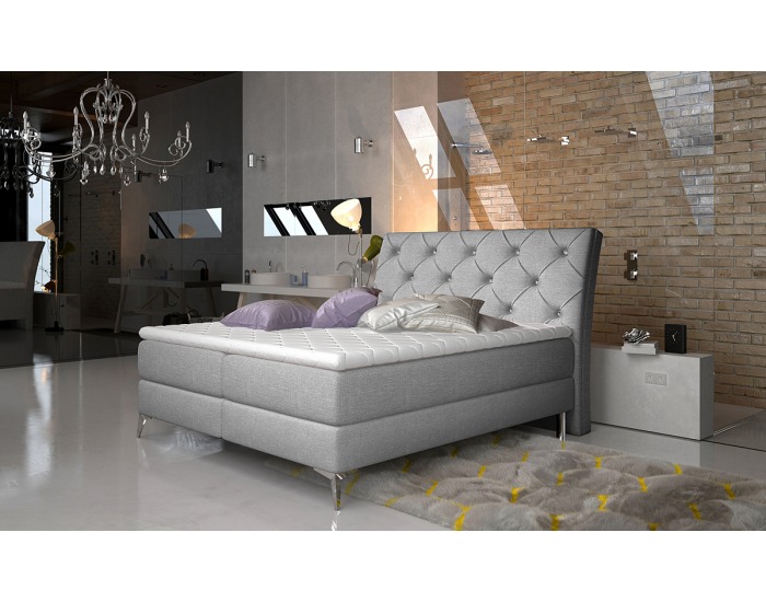 Čalúnená manželská posteľ s úložným priestorom Amika 140 - svetlosivá