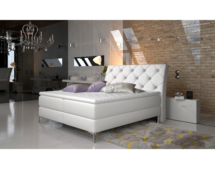 Čalúnená manželská posteľ s úložným priestorom Amika 160 - biela