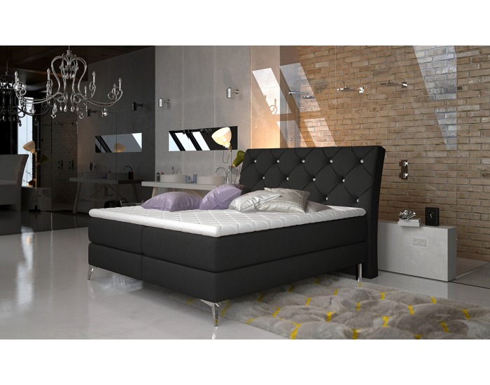 Čalúnená manželská posteľ s úložným priestorom Amika 160 - čierna (Sawana 14)