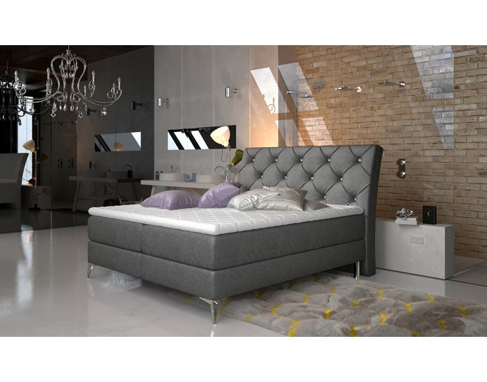 Čalúnená manželská posteľ s úložným priestorom Amika 180 - čierna (Dora 96)