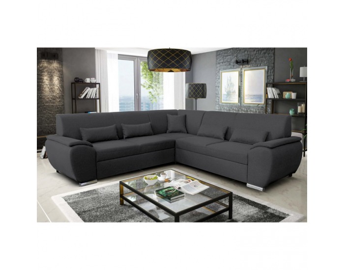 Rohová sedačka s rozkladom a úložným priestorom Amila Roh L - tmavosivá