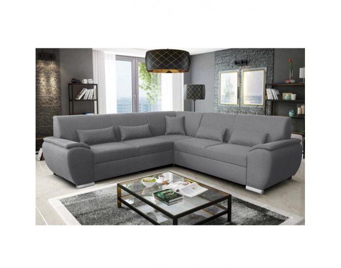 Rohová sedačka s rozkladom a úložným priestorom Amila Roh P - svetlosivá