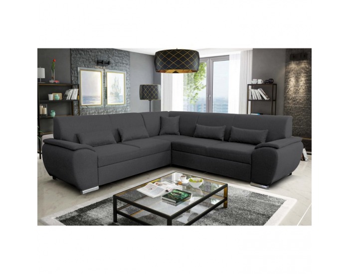 Rohová sedačka s rozkladom a úložným priestorom Amila Roh P - tmavosivá