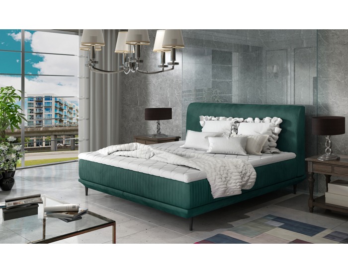 Čalúnená manželská posteľ Ancona 180 - tmavozelená