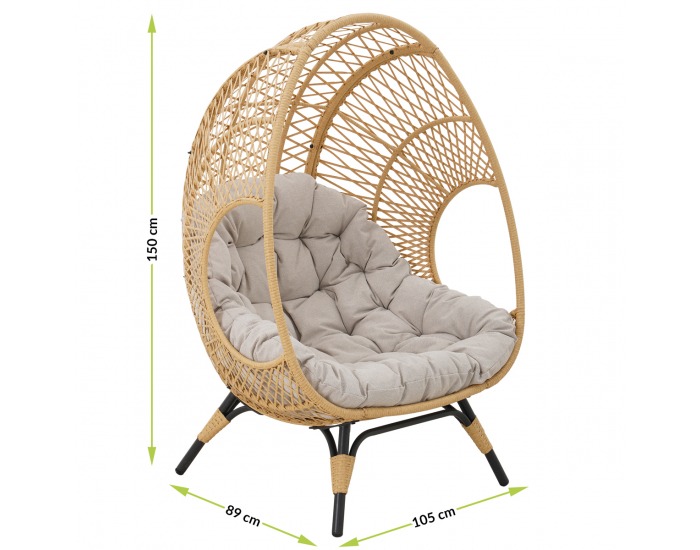 Ratanové kreslo Andros - prírodná / čierna / béžová