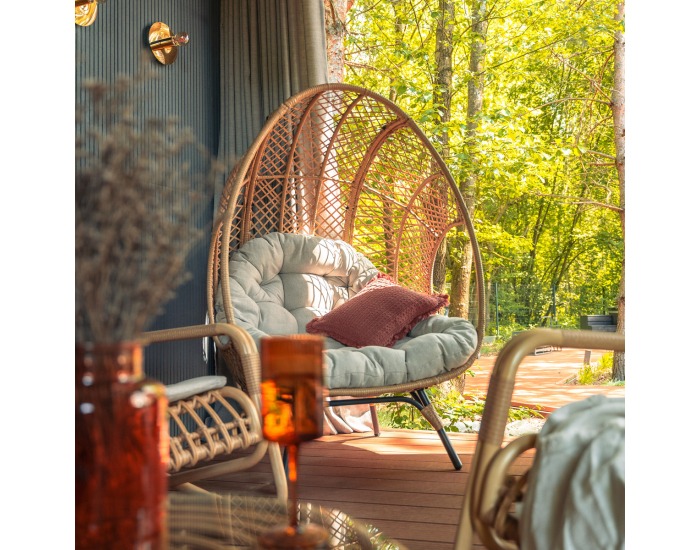 Ratanové kreslo Andros - prírodná / čierna / béžová