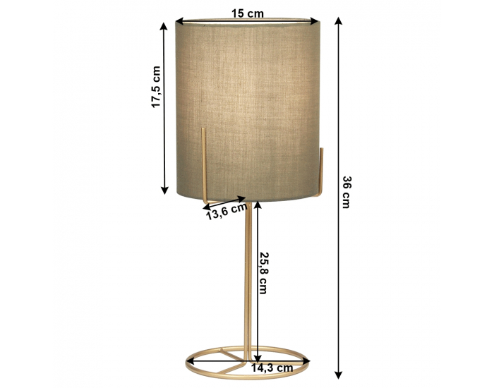Stolná lampa Anele - sivohnedá (taupe) / medená