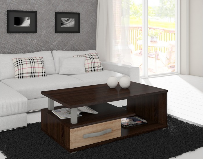 Konferenčný stolík Angel ANG-07 - sonoma tmavá / sonoma svetlá