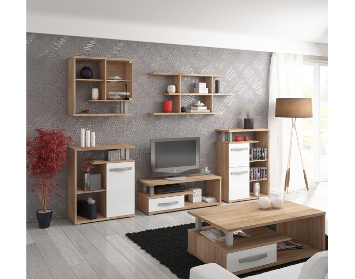 Komoda Angel ANG-06 - sonoma svetlá / biely lesk