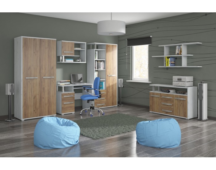 Policová skriňa Angel ANG-01 1D - craft biely / craft zlatý