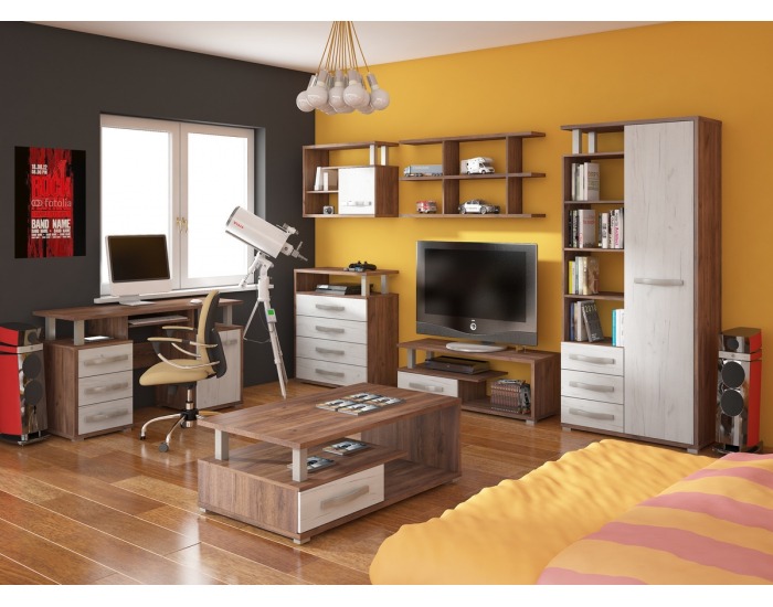 PC stôl Angel ANG-02 - craft tobaco / craft biely