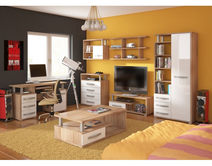 Komoda Angel ANG-06 - sonoma svetlá / biely lesk