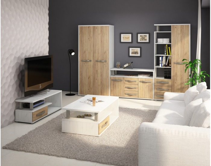 Policová skriňa Angel ANG-01 1D - craft biely / craft zlatý