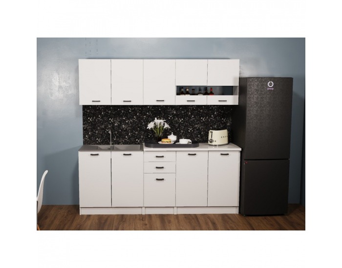 Kuchynská linka Anita New 200 - biela matná / biela