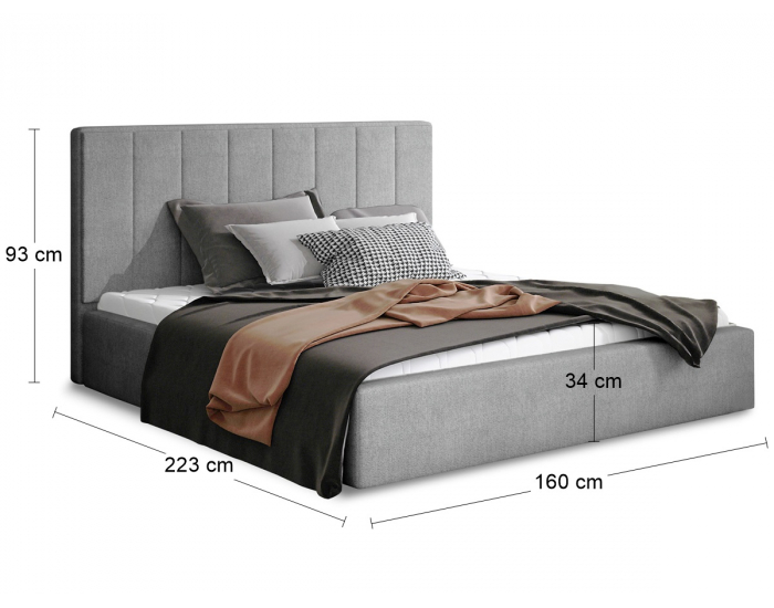 Čalúnená manželská posteľ s roštom Ante 140 - svetlosivá