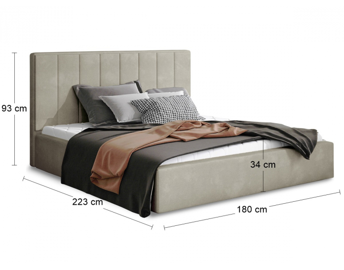 Čalúnená manželská posteľ s roštom Ante 160 - krémová
