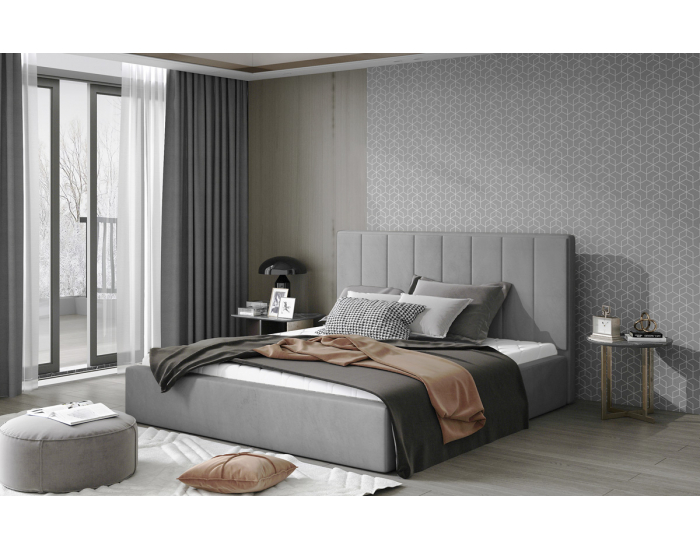 Čalúnená manželská posteľ s roštom Ante 160 - svetlosivá