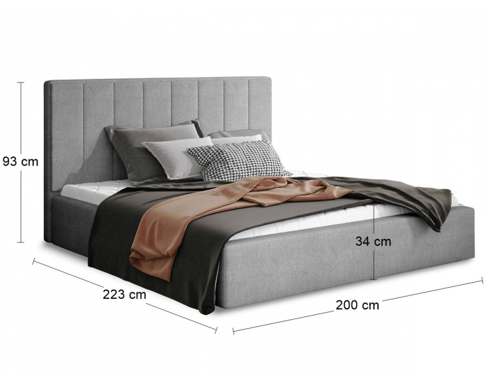 Čalúnená manželská posteľ s roštom Ante 180 - svetlosivá