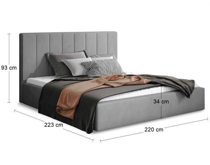 Čalúnená manželská posteľ s roštom Ante 200 - tmavosivá