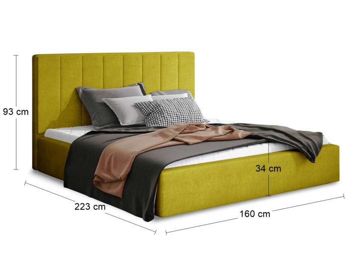 Čalúnená manželská posteľ s roštom Ante UP 140 - žltá