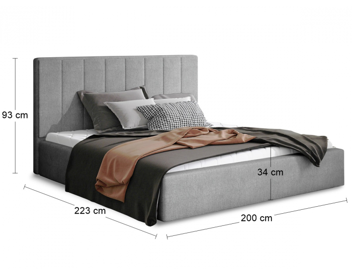 Čalúnená manželská posteľ s roštom Ante UP 180 - svetlosivá