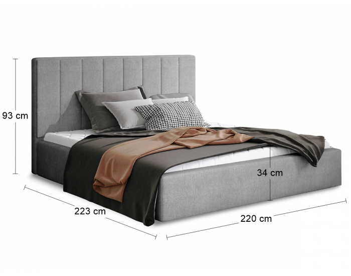 Čalúnená manželská posteľ s roštom Ante UP 200 - svetlosivá
