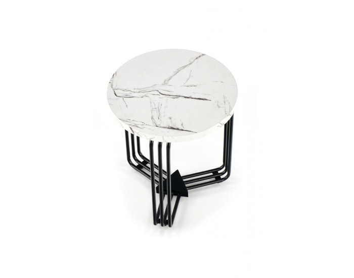Konferenčný stolík Antica S - biely mramor / čierna