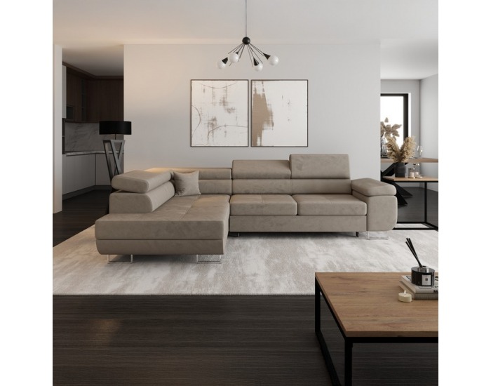 Rohová sedačka s rozkladom a úložným priestorom Anton Roh L - béžová