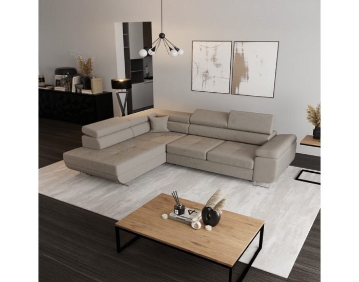 Rohová sedačka s rozkladom a úložným priestorom Anton Roh L - béžová