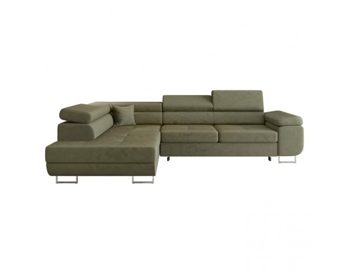 Rohová sedačka s rozkladom a úložným priestorom Anton Roh L - olivovo zelená